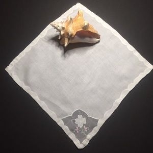 Ladies Vintage Handkerchief - Blue and Pink Detail